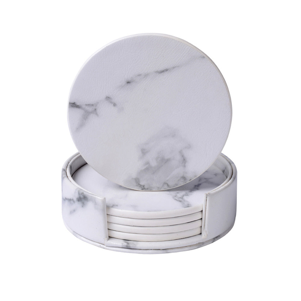 Leather Coaster Marble PatternDouble-sided  Solid Color