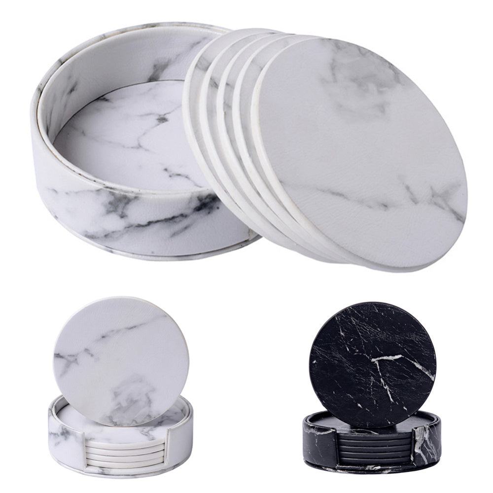 Leather Coaster Marble PatternDouble-sided  Solid Color