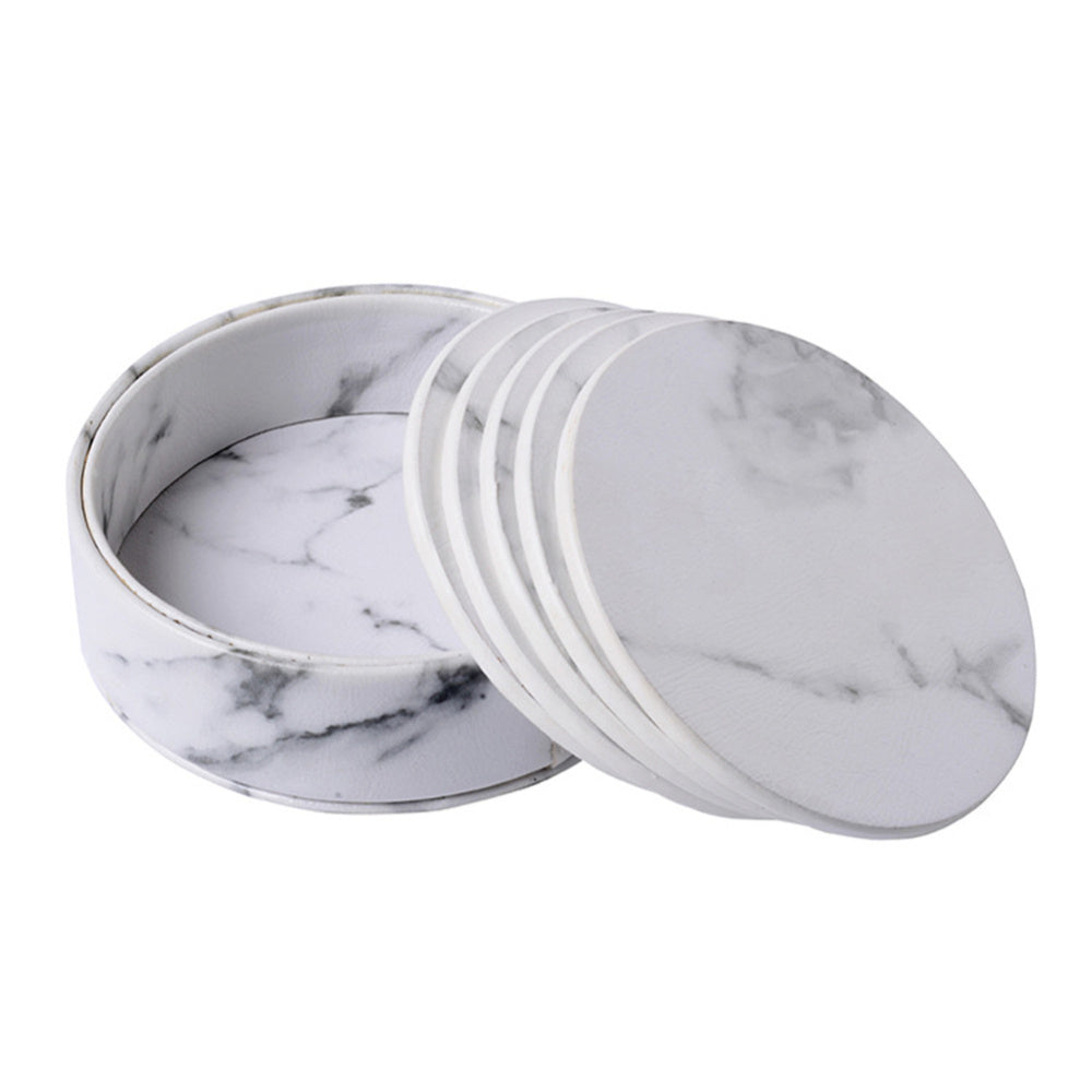 Leather Coaster Marble PatternDouble-sided  Solid Color