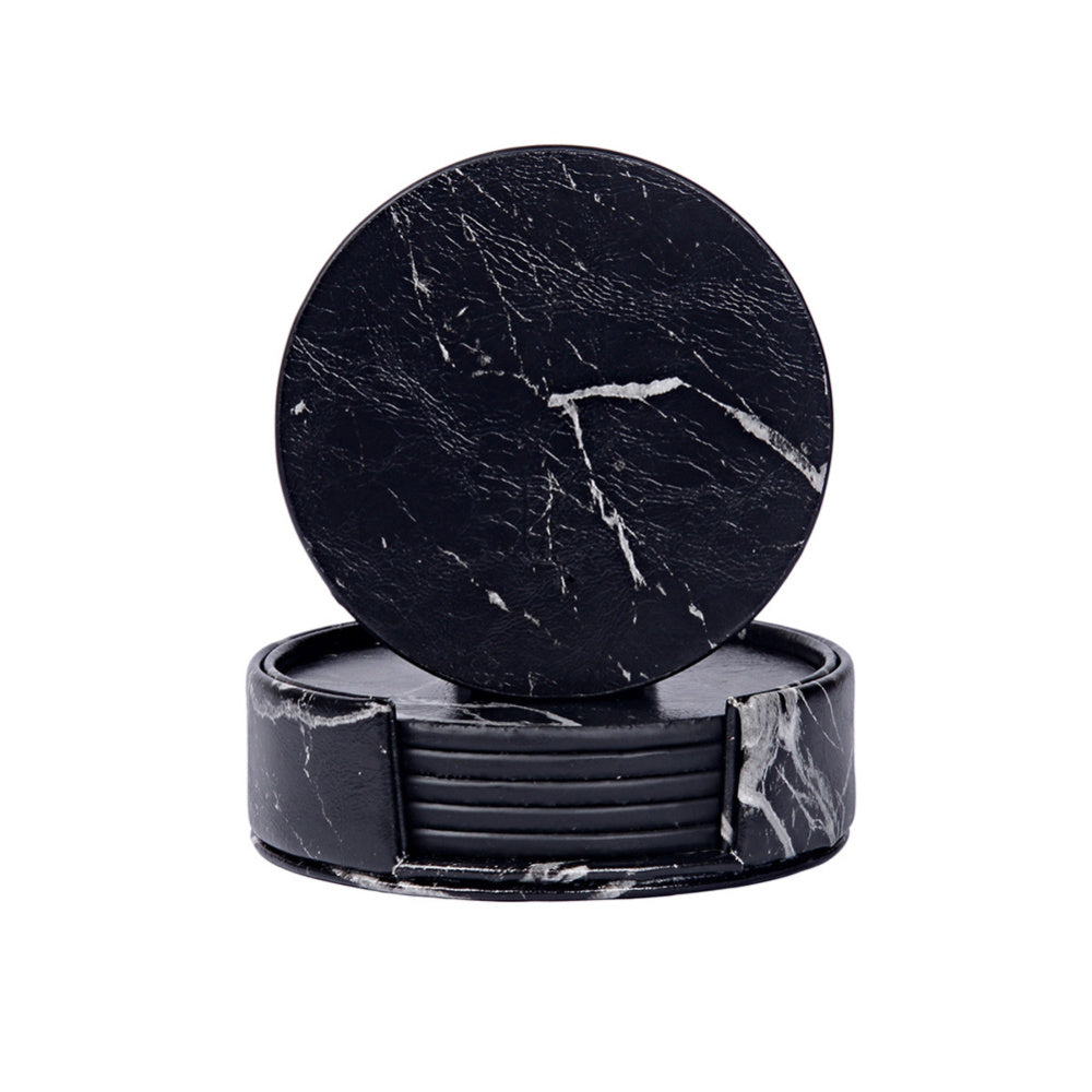 Leather Coaster Marble PatternDouble-sided  Solid Color